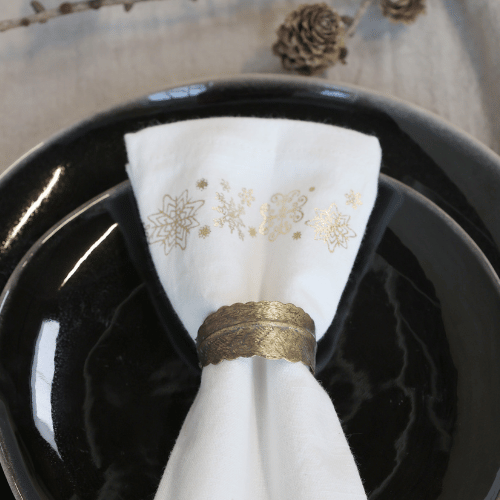 Cloth Christmas Napkin - Gold Ice Crystals