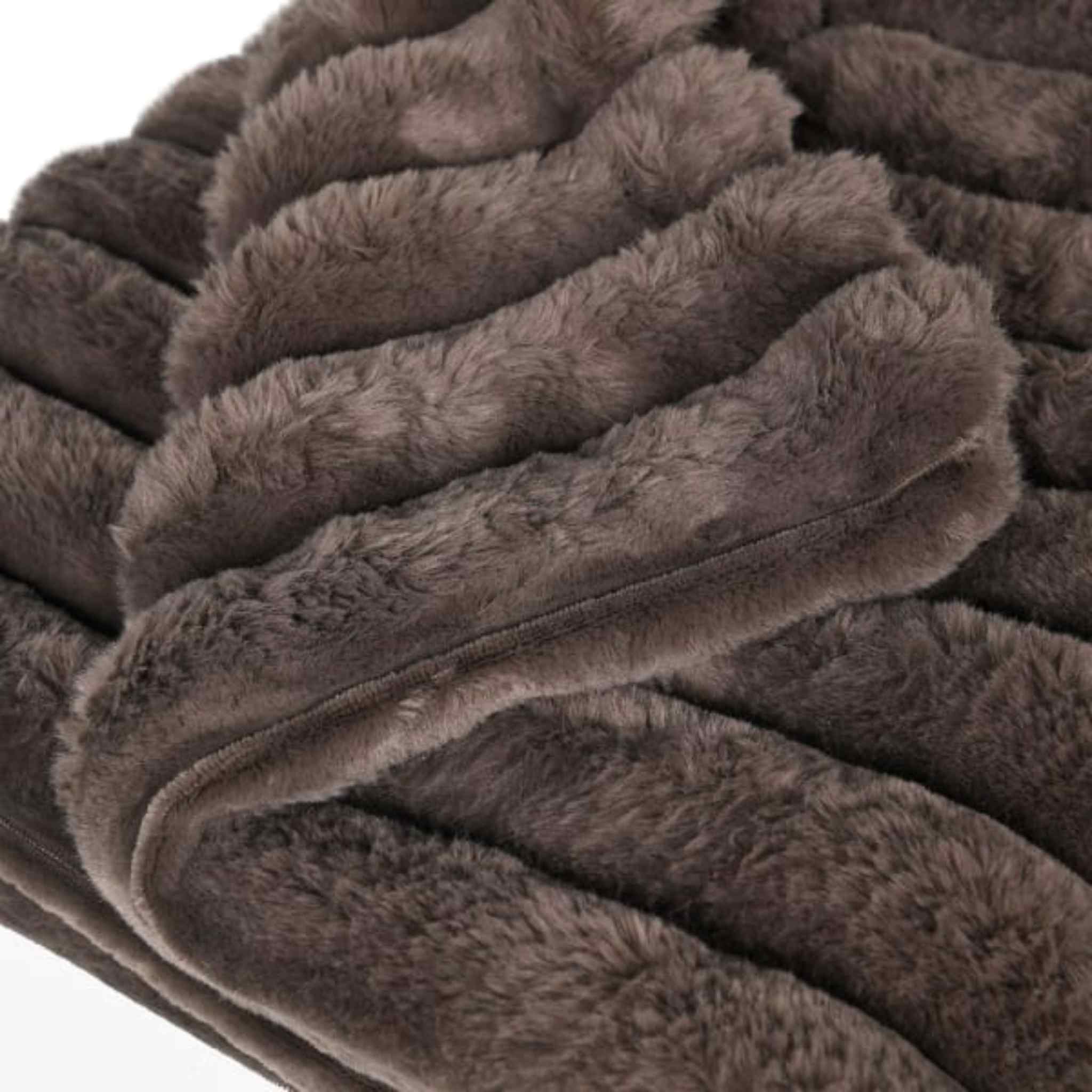 Cocoa Faux Fur Throw - Close up