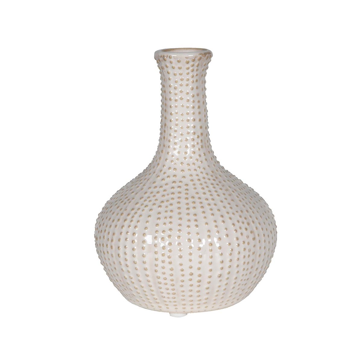 A Cream Urchin Ceramic Vase with a textured surface, featuring a narrow neck and rounded body.