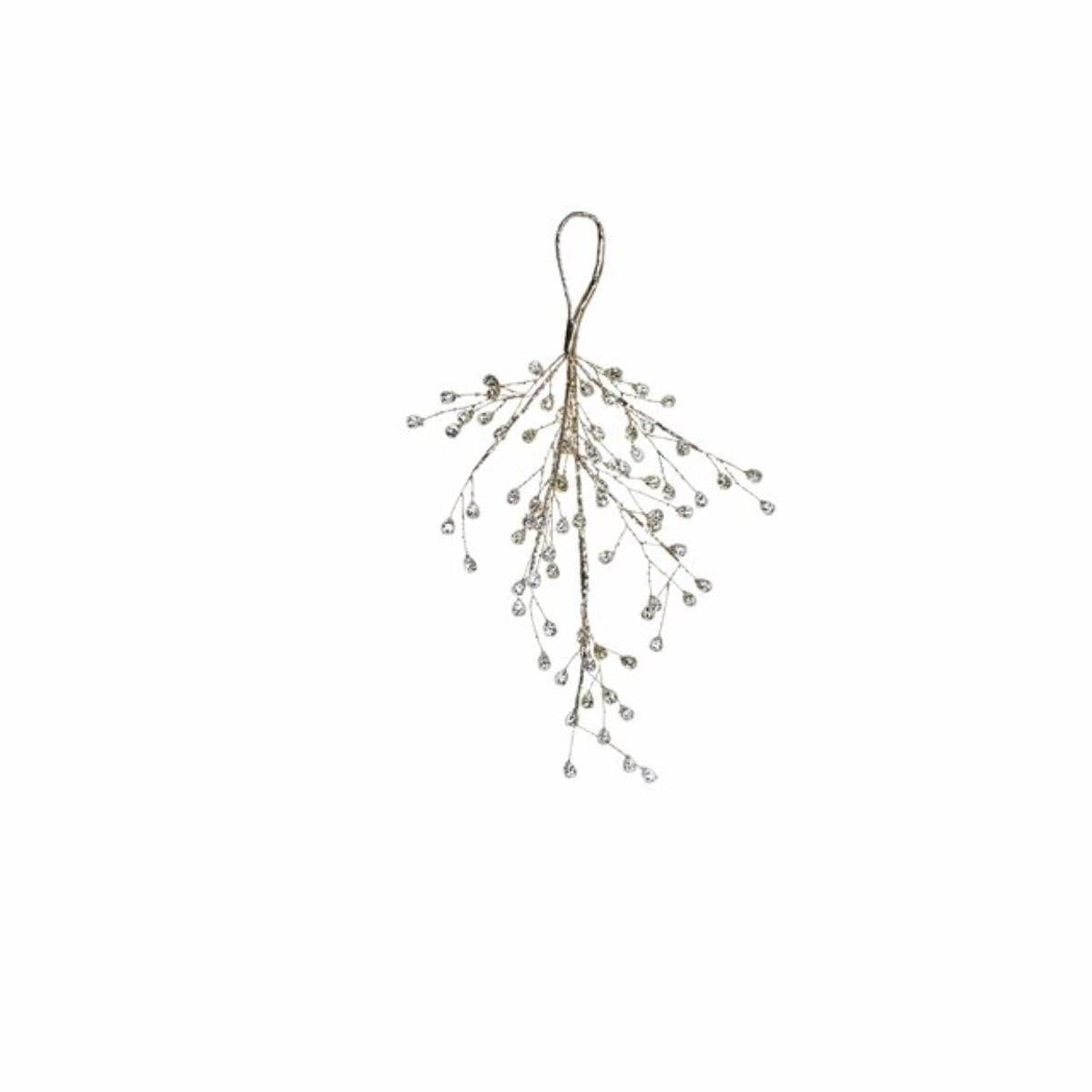 Crysilia Light Gold Decorative Mistletoe with small beads on a white background