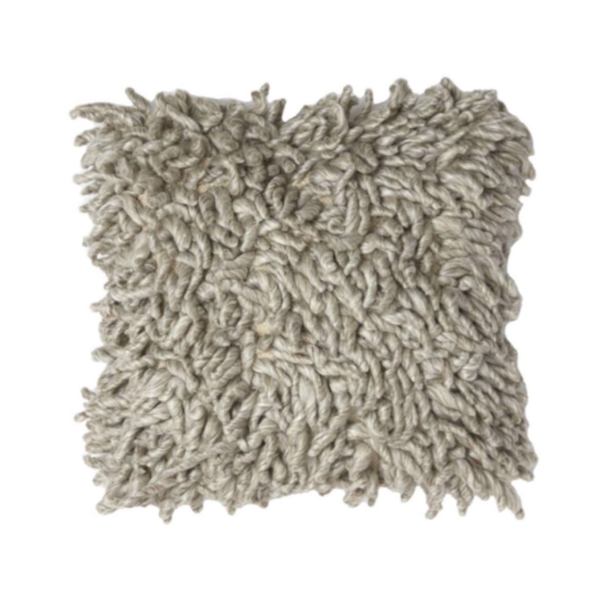 Comallo Oblong Cushion in Grey – Chunky Twist Wool Material on white background