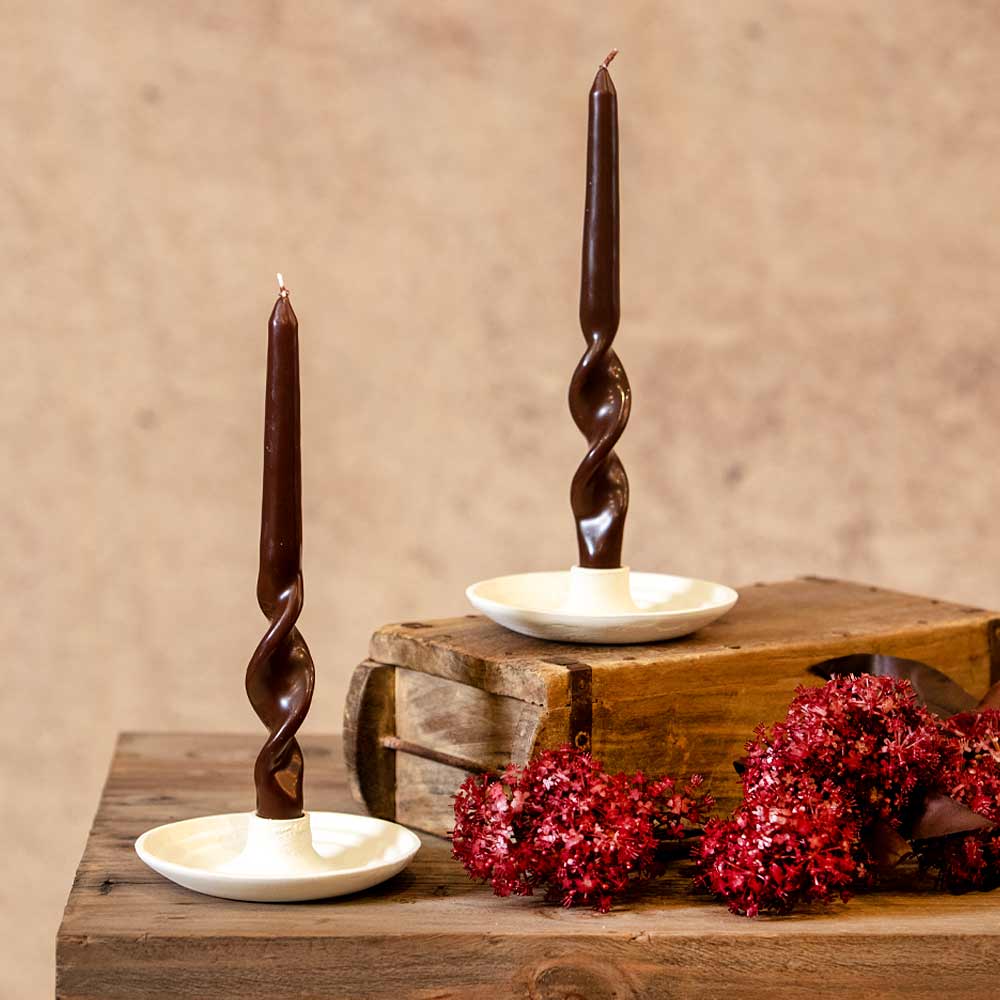 Dark Caramel Twist Dinner Candles