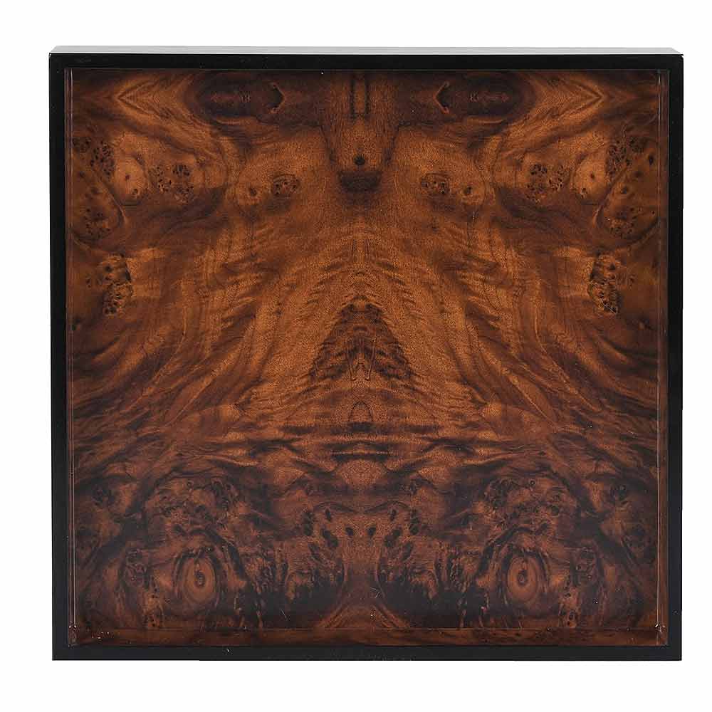 Dark Faux Burl Square Tray - Large and Small