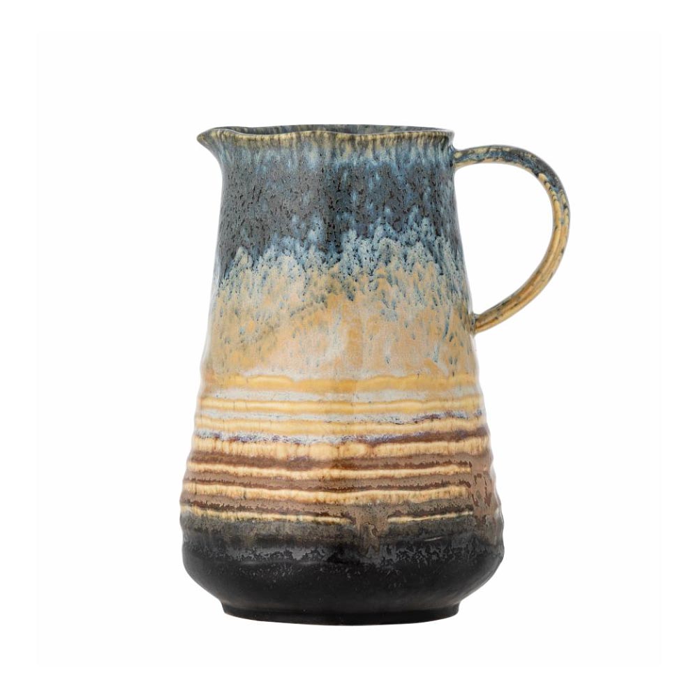 Ceramic Deana Jug with a brown and blue reactive glazed surface - Handle view