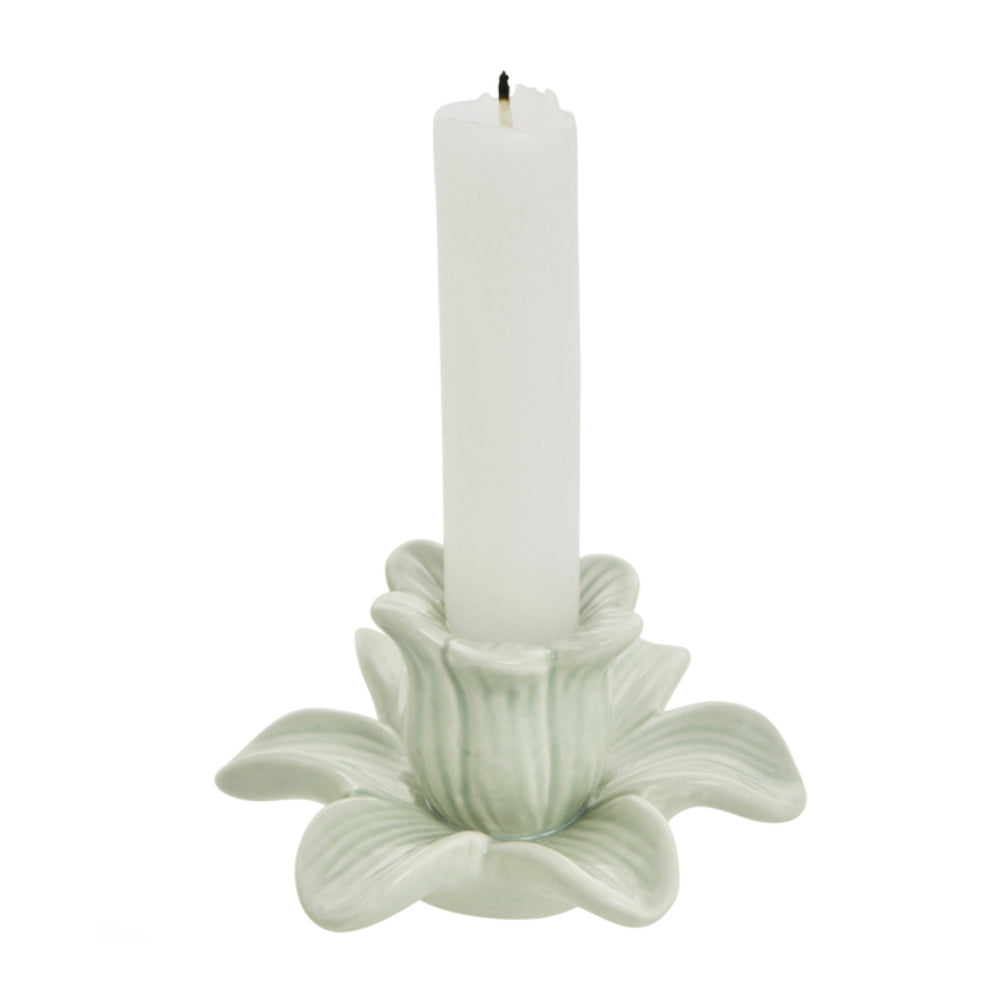 Deanne Flower Candlestick, Light Green
