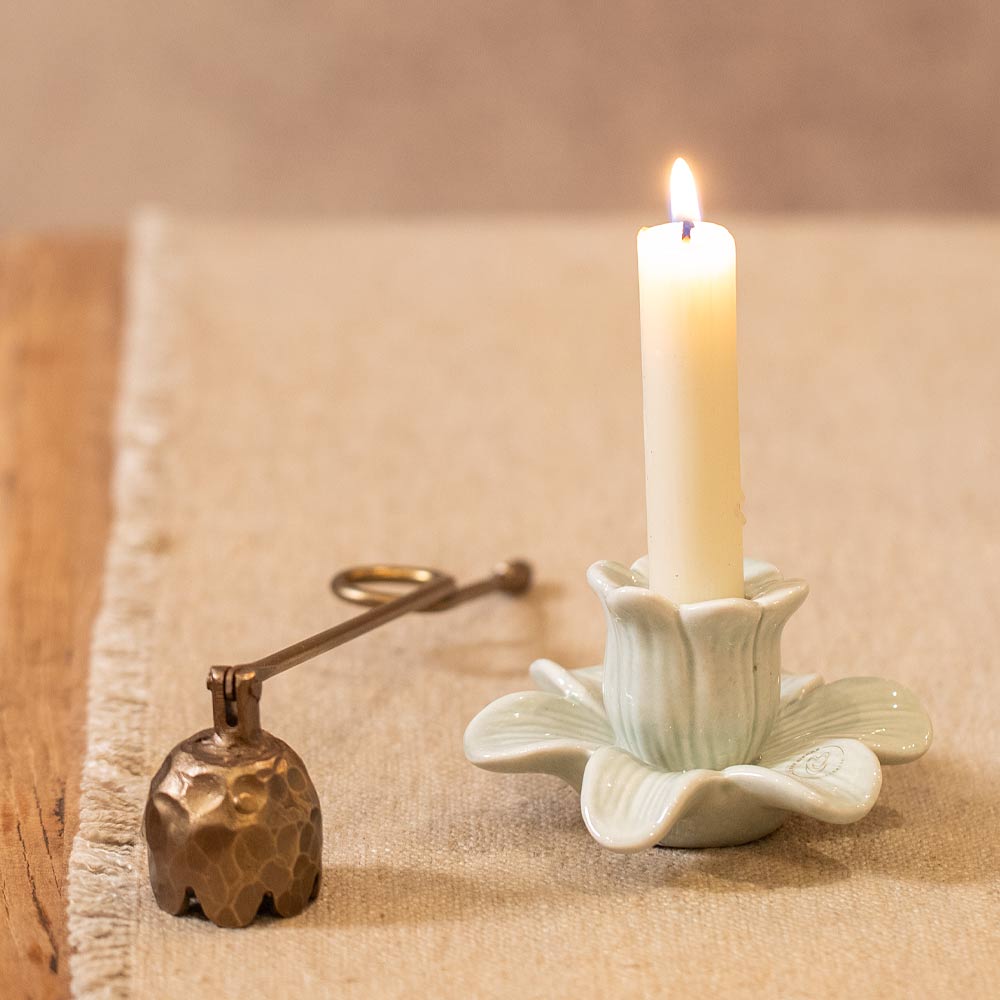 Deanne Flower Candlestick, Light Green