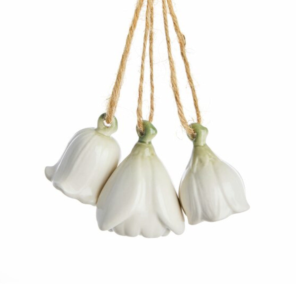 Dehlia Hanging Flower Ornament - Off White