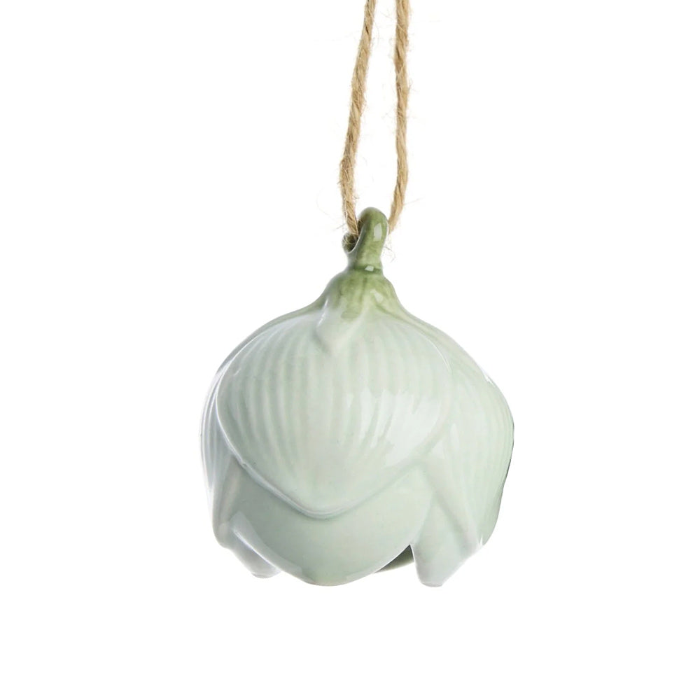 Dehlia Hanging Flower Ornament - Set of Two, Light Green