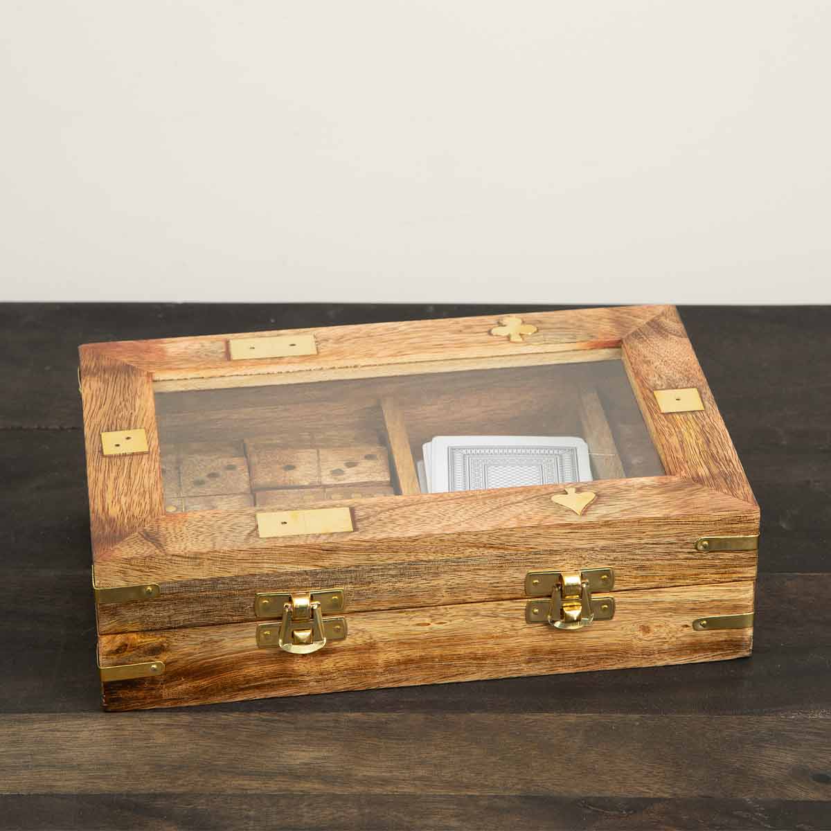 Dominoes and Games Set in Wooden Box