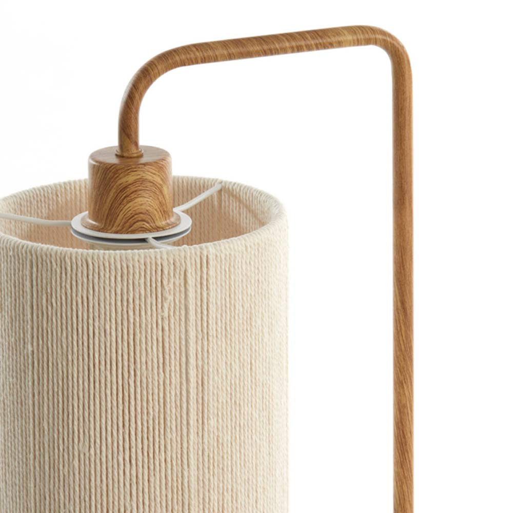 Donio Wooden-Effect Table Lamp with Cream Rope Shade