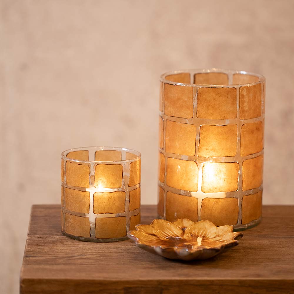 Dronero Glass Candle Holder - Caramel