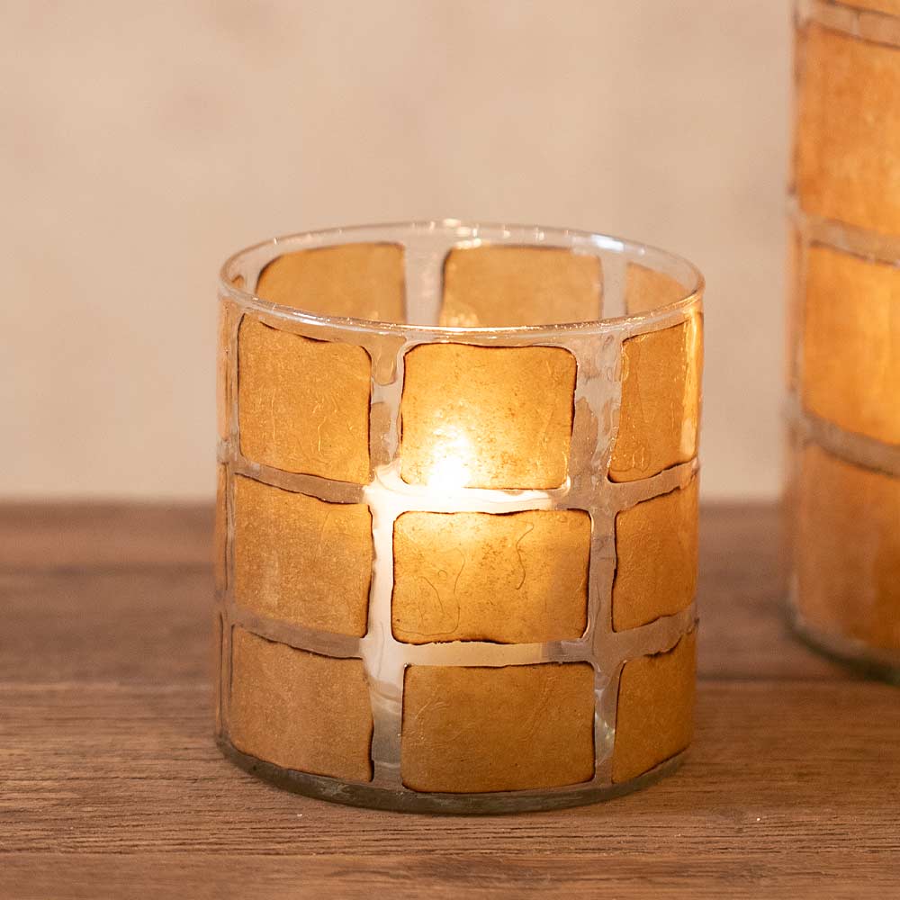 Dronero Glass Candle Holder - Caramel