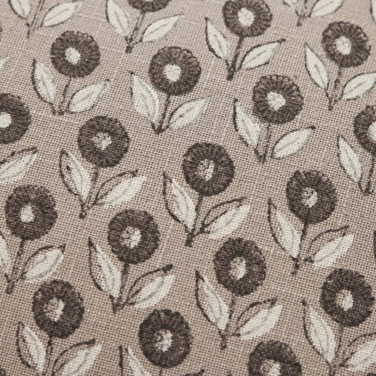 Efilia Oblong Flower Print Cushion - Dark Linen - Close up of pattern on material