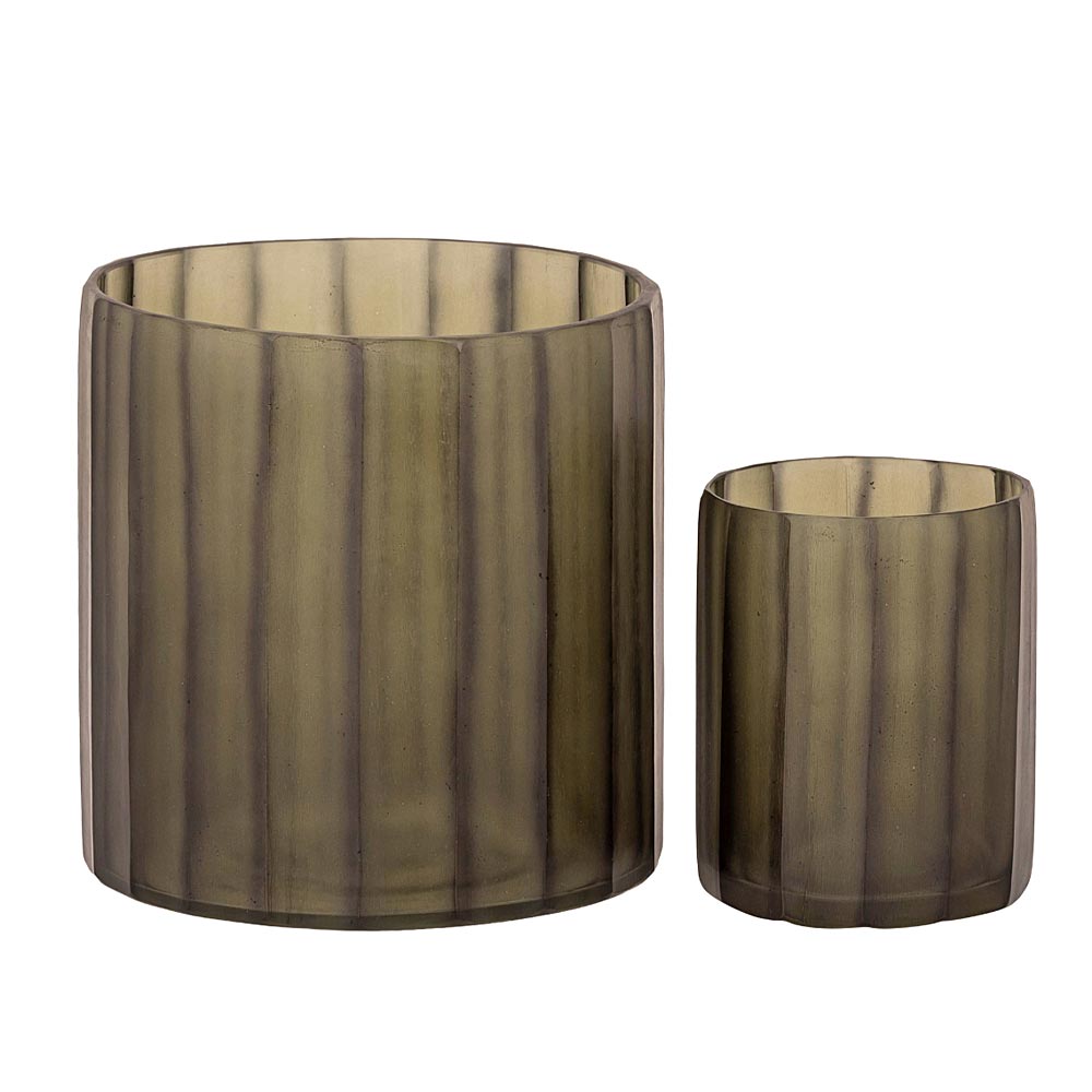 Eloise Olive Grey Glass Votive - Two Sizes