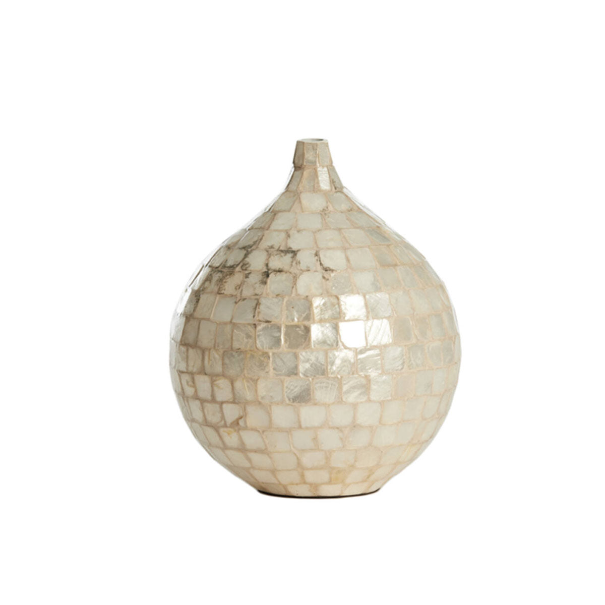 Elorza Bamboo and Shell Decorative Vase in Cream - Short