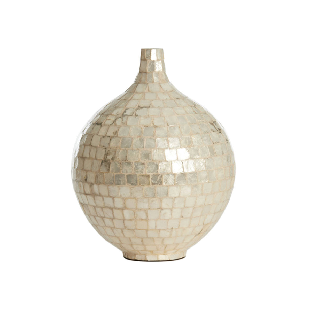 Elorza Bamboo and Shell Decorative Vase in Cream - Tall