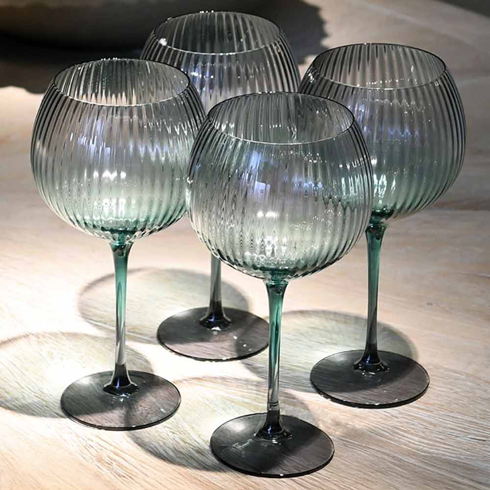 Emerald Ribbed Gin Glass