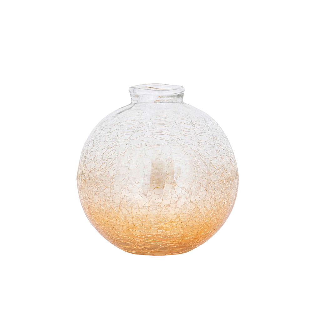 Evin Amber Glass Round Crackle Vase - Three Sizes