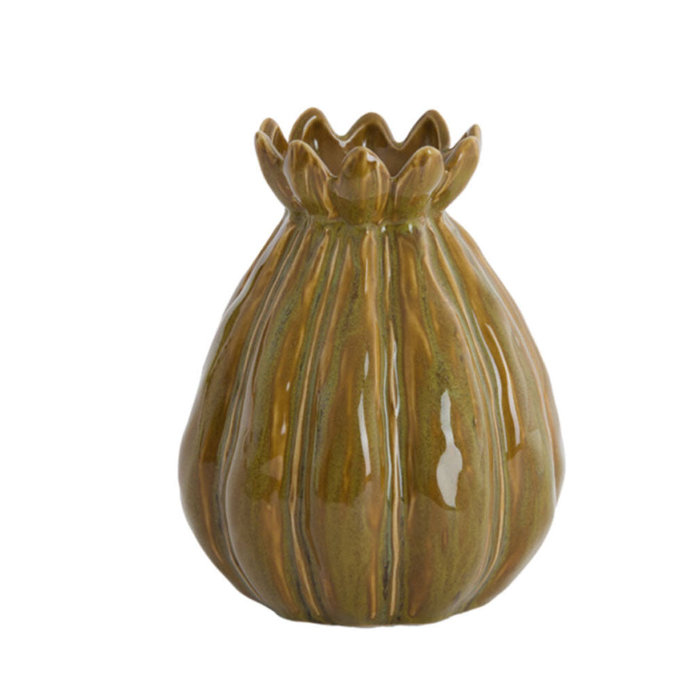 Felipe Ceramic Vase in Olive Brown