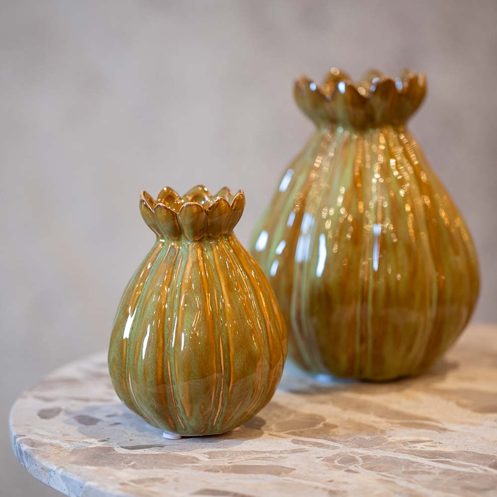 Felipe Ceramic Vase in Olive Brown