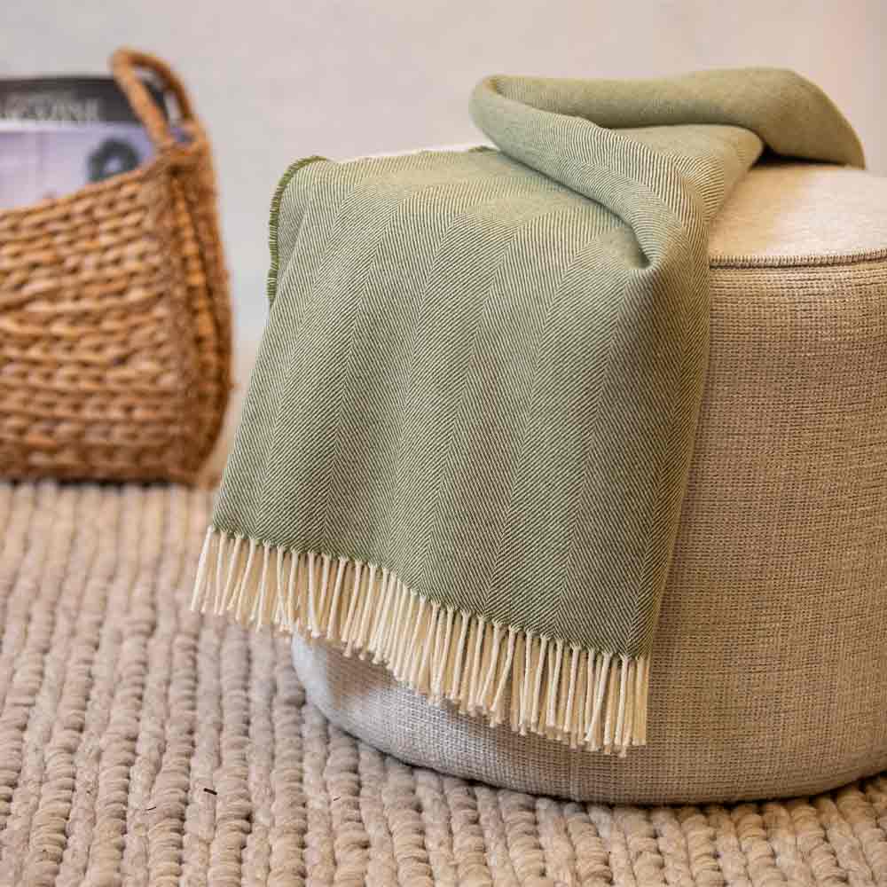 Fern Herringbone - Merino Lambswool Throw - McNutt of Donegal