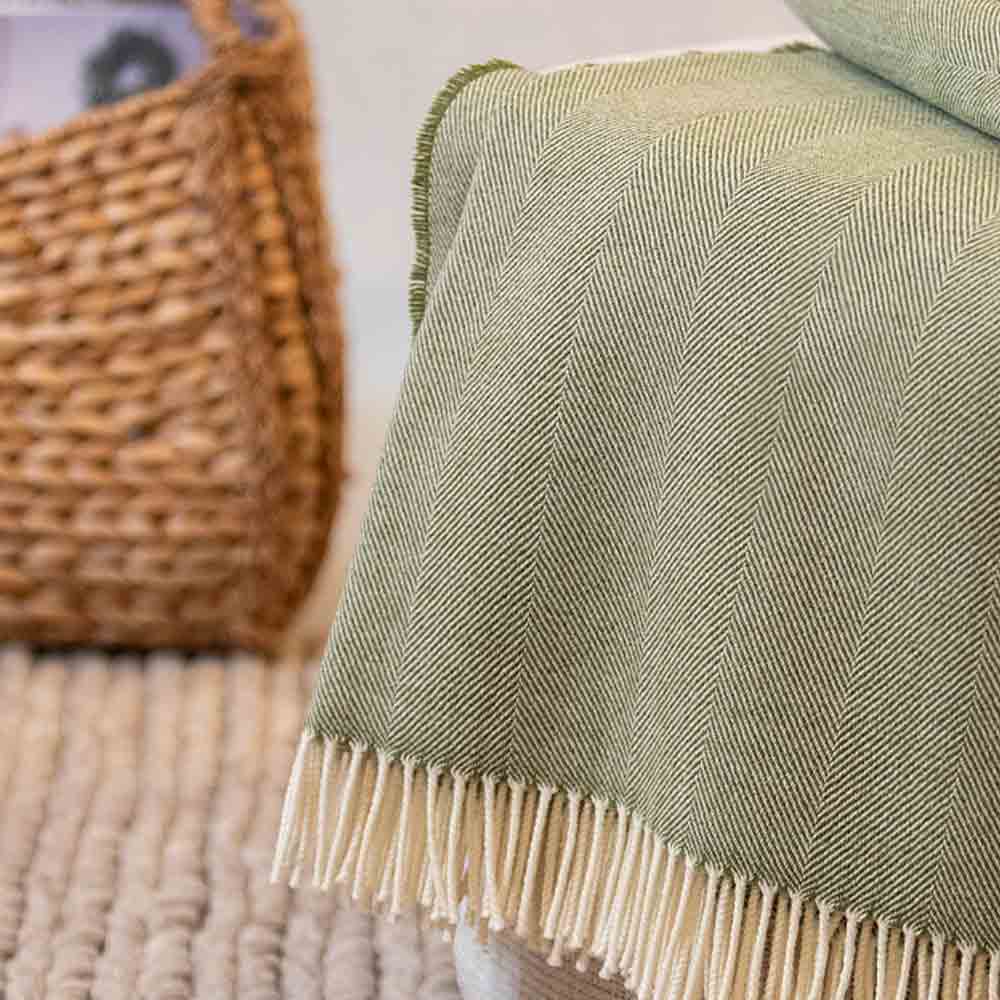 Fern Herringbone - Merino Lambswool Throw - McNutt of Donegal