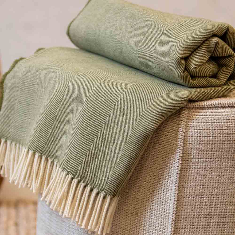 Fern Herringbone - Merino Lambswool Throw - McNutt of Donegal