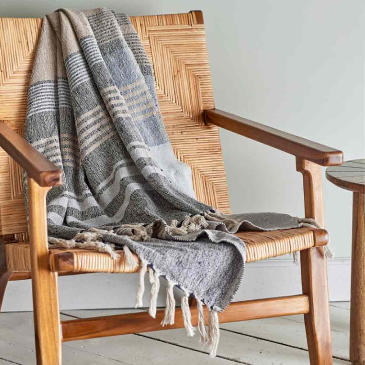 Ferrara Throw in Blue, Recycled Cotton