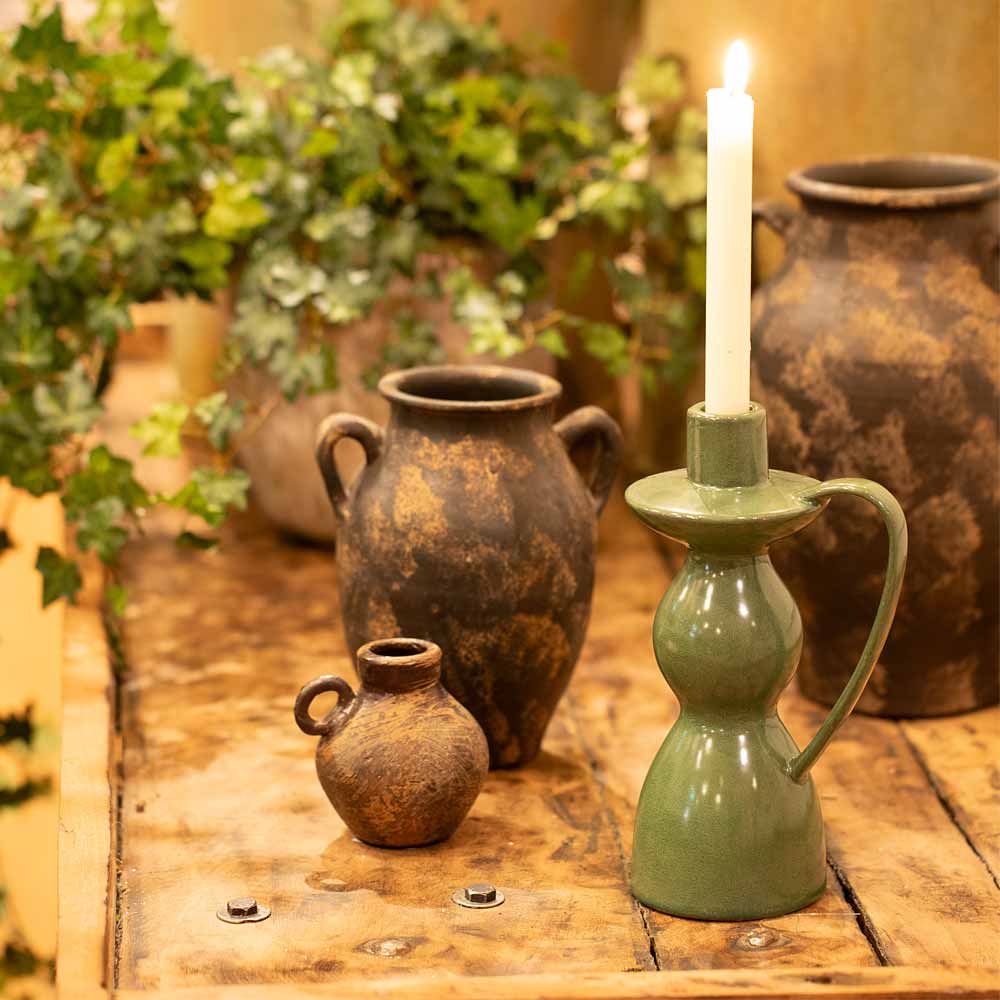 Fija-Green-Stoneware-Candle-Holder