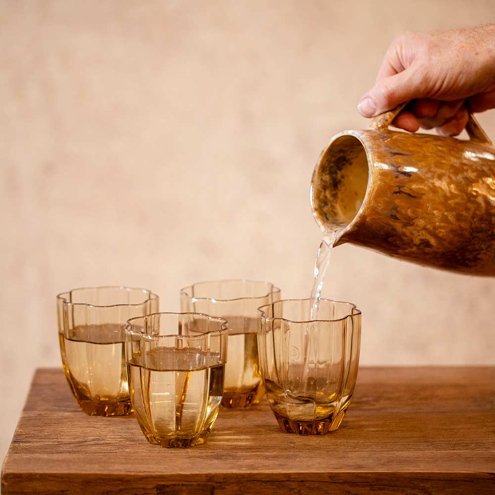 Floretta Taupe Glass Tumblers