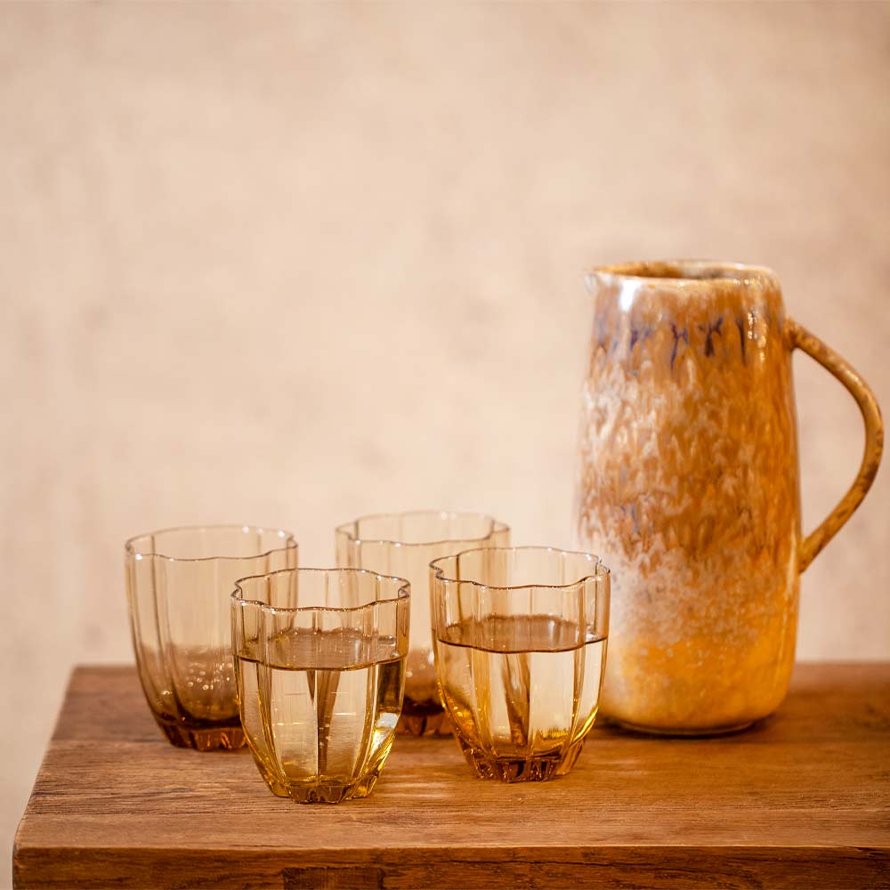Floretta Taupe Glass Tumblers