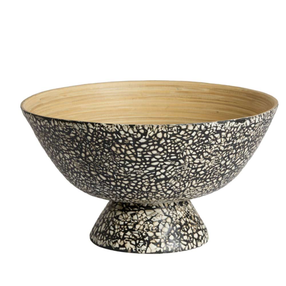 Gracio Black and Cream Bamboo Bowl on Stand