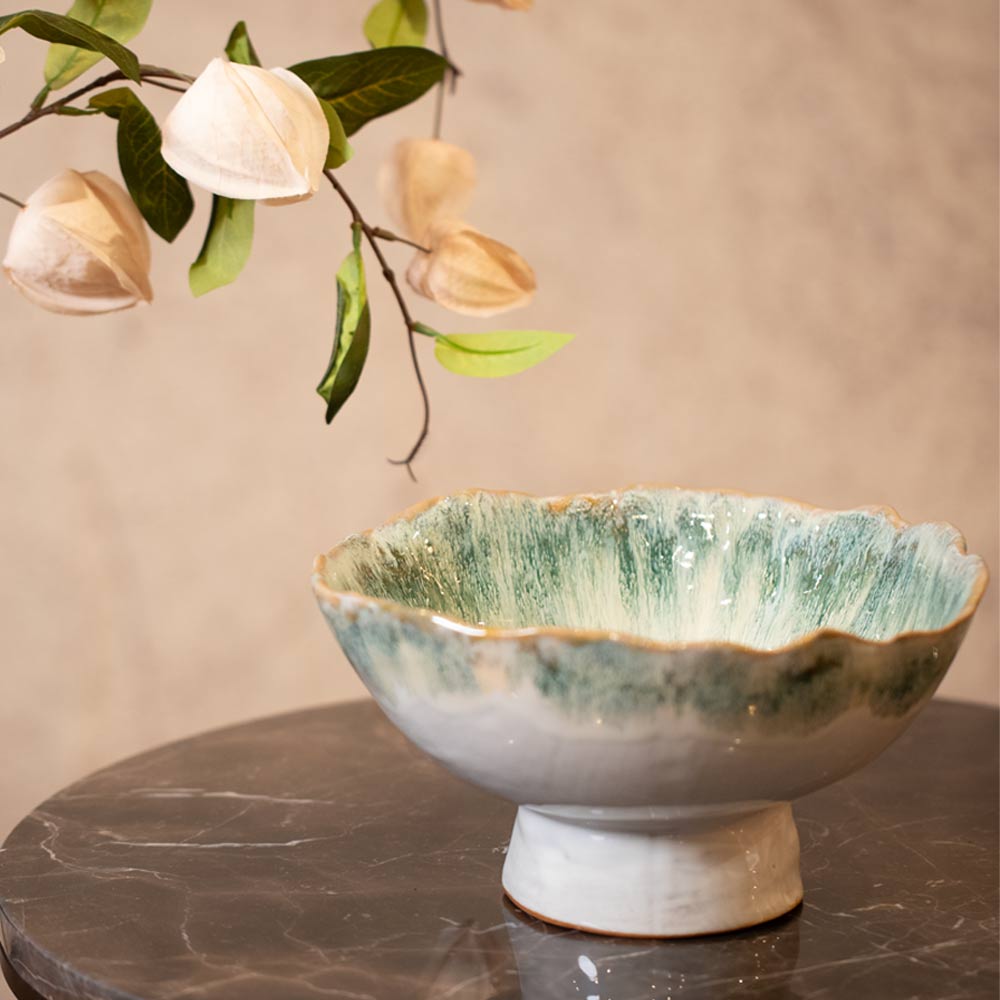 Green Ombre Bowl on Stand