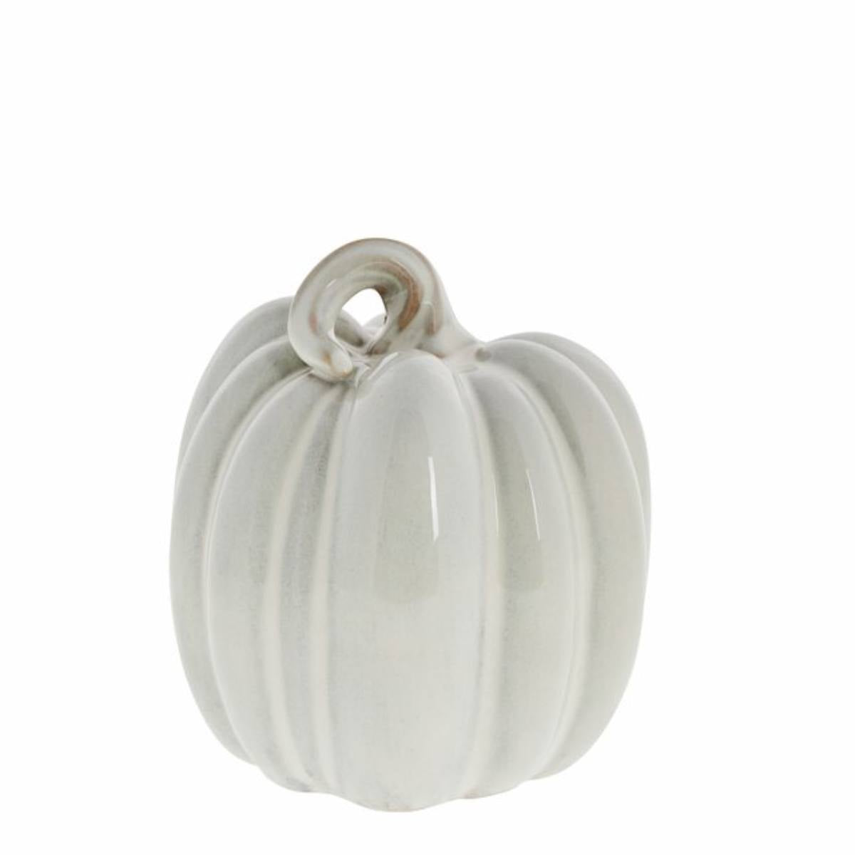 Large White Hallia ceramic pumpkin in White on a white background