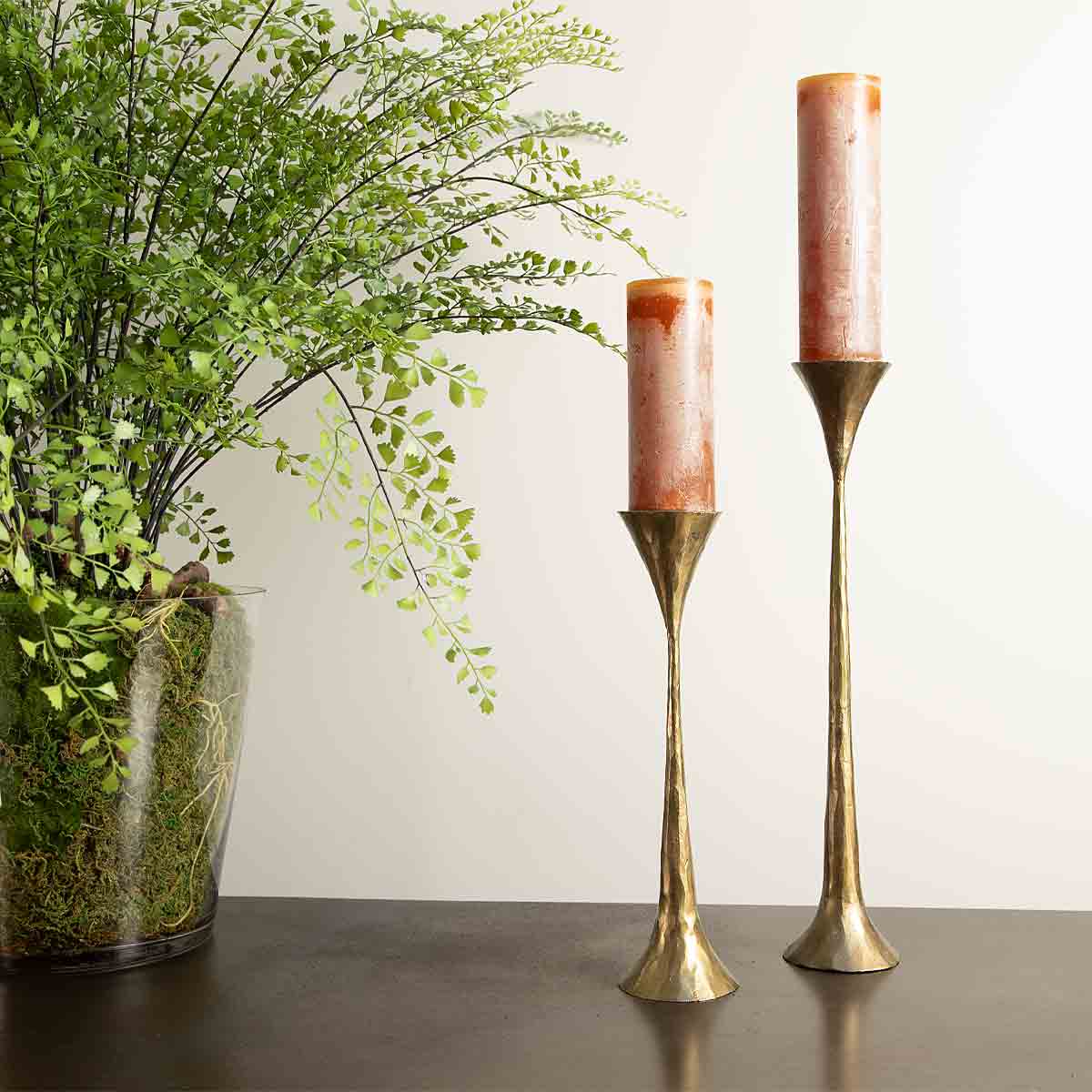 Hand Forged Metal Candlestick - Brass Antique