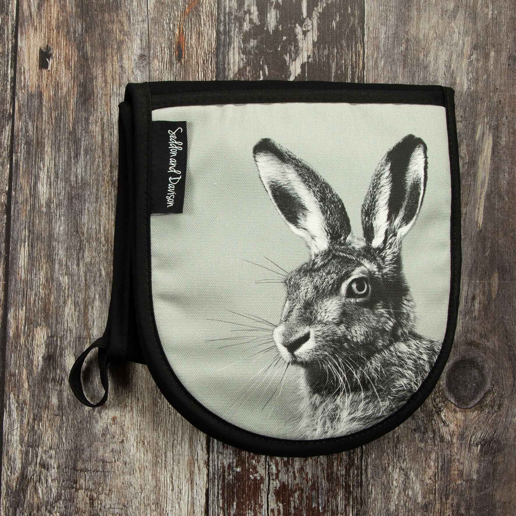 Hare Oven Gloves - Sage Grey