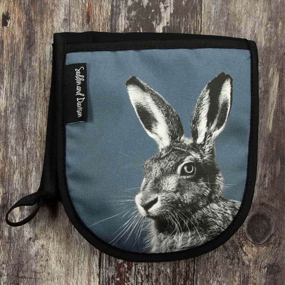 Hare Oven Gloves - Steel Blue