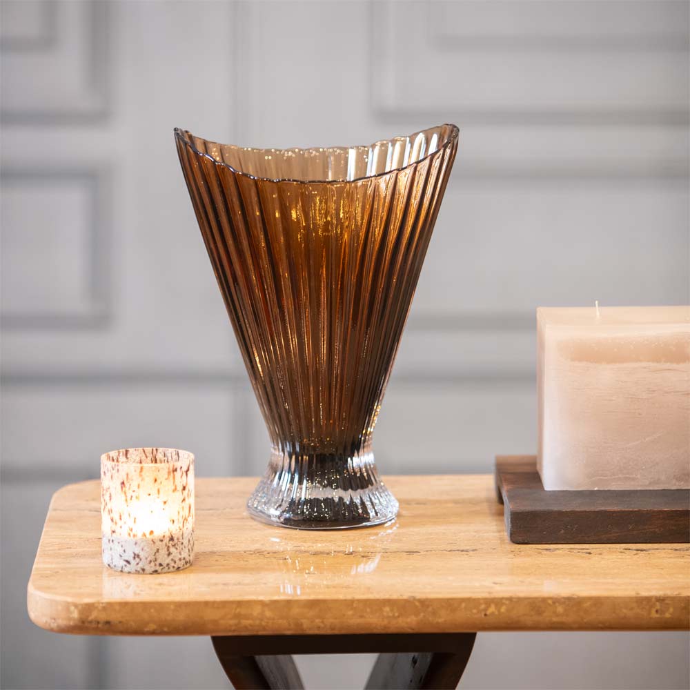 Hazel Glass Fluted Vase