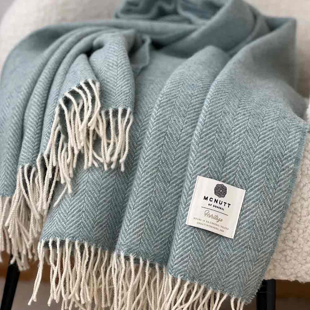 Heritage Sea Green - Pure Wool Throw - McNutt of Donegal