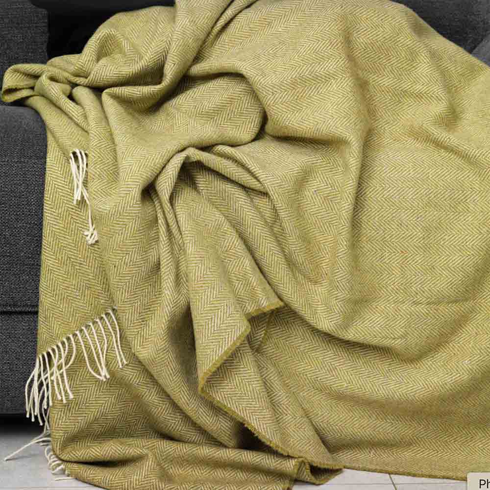 Heritage Spring Green - Pure Merino Wool Throw - McNutt of Donegal