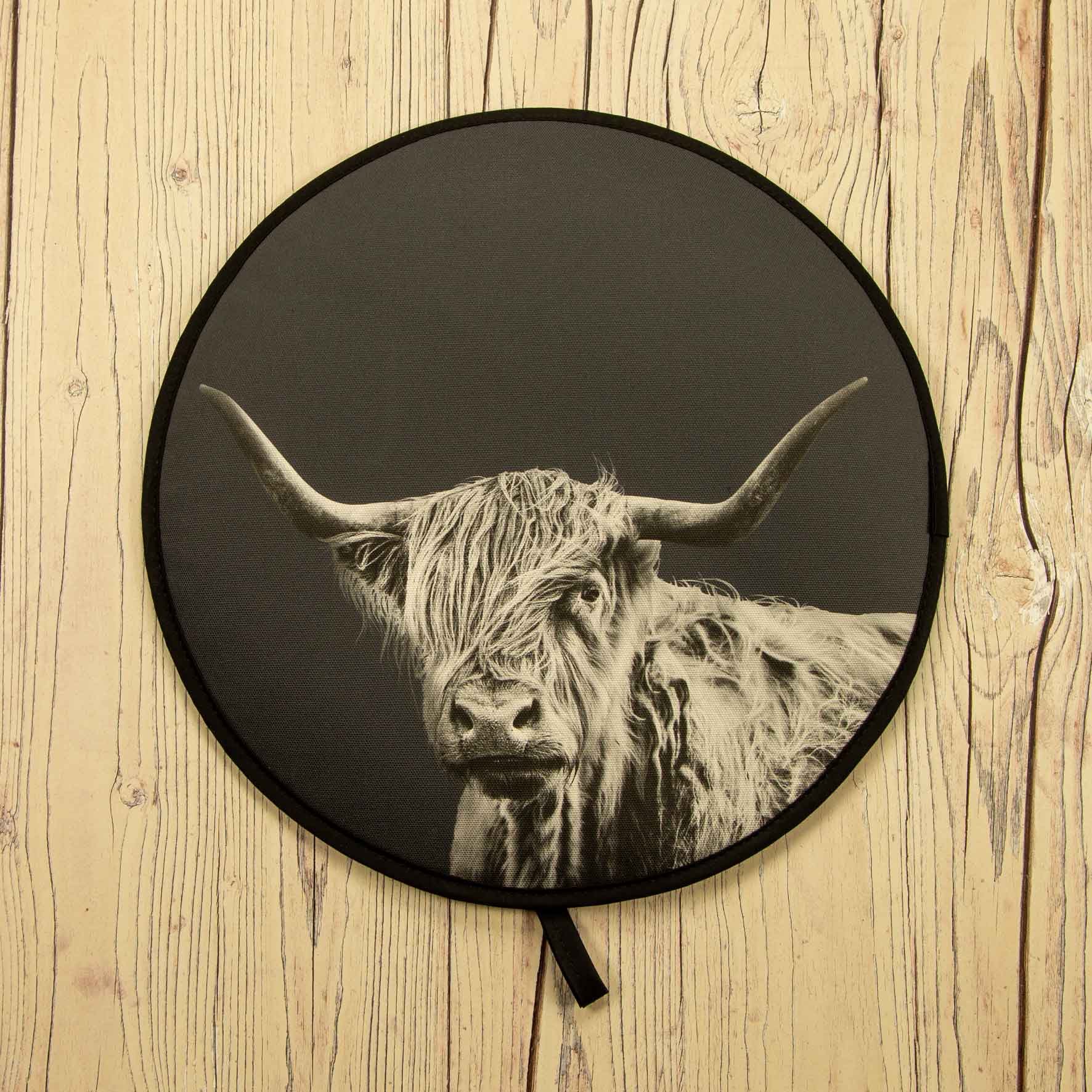 Highland Cow Chefs Pad for Aga Cooker - Charcoal