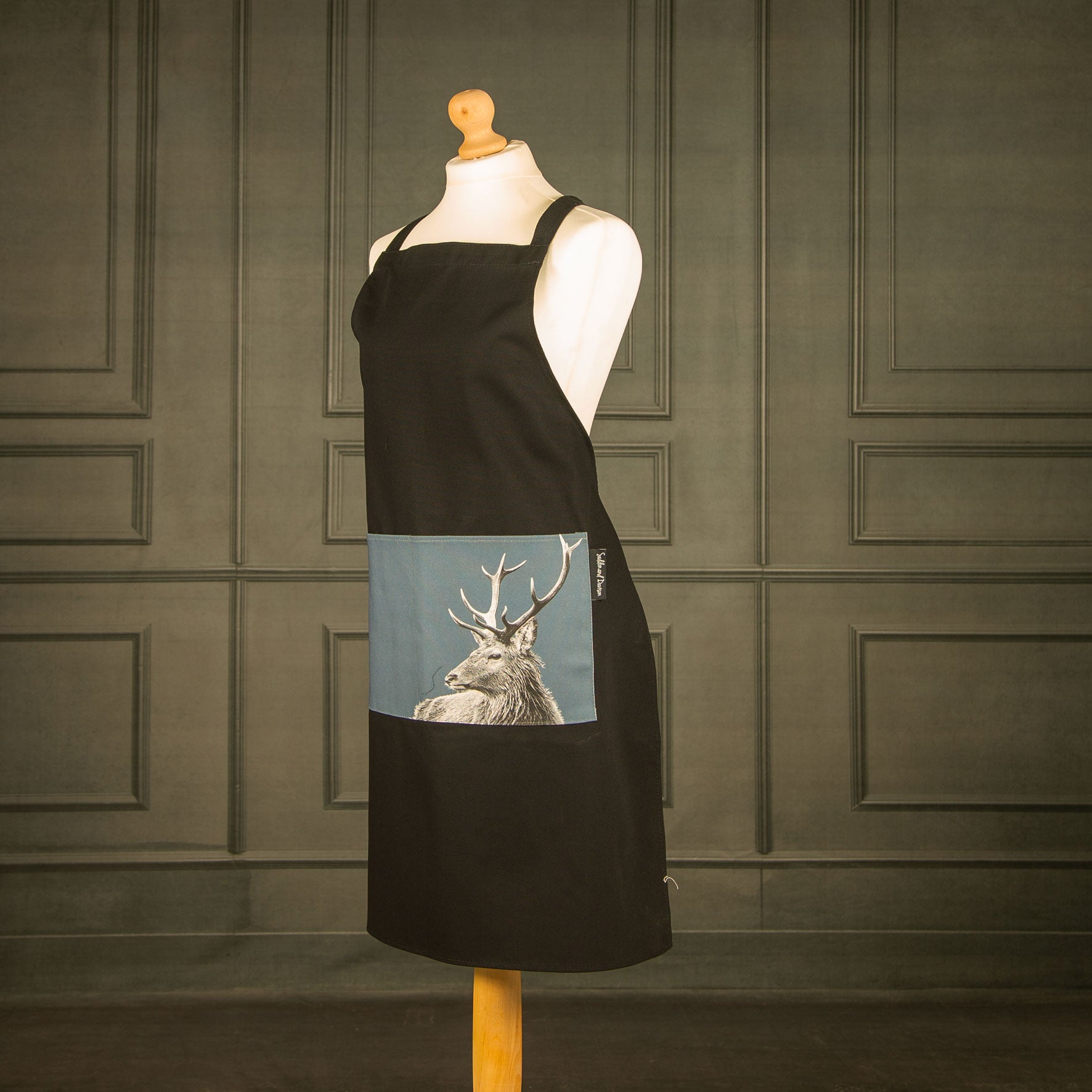Highland Stag Apron - Steel Blue