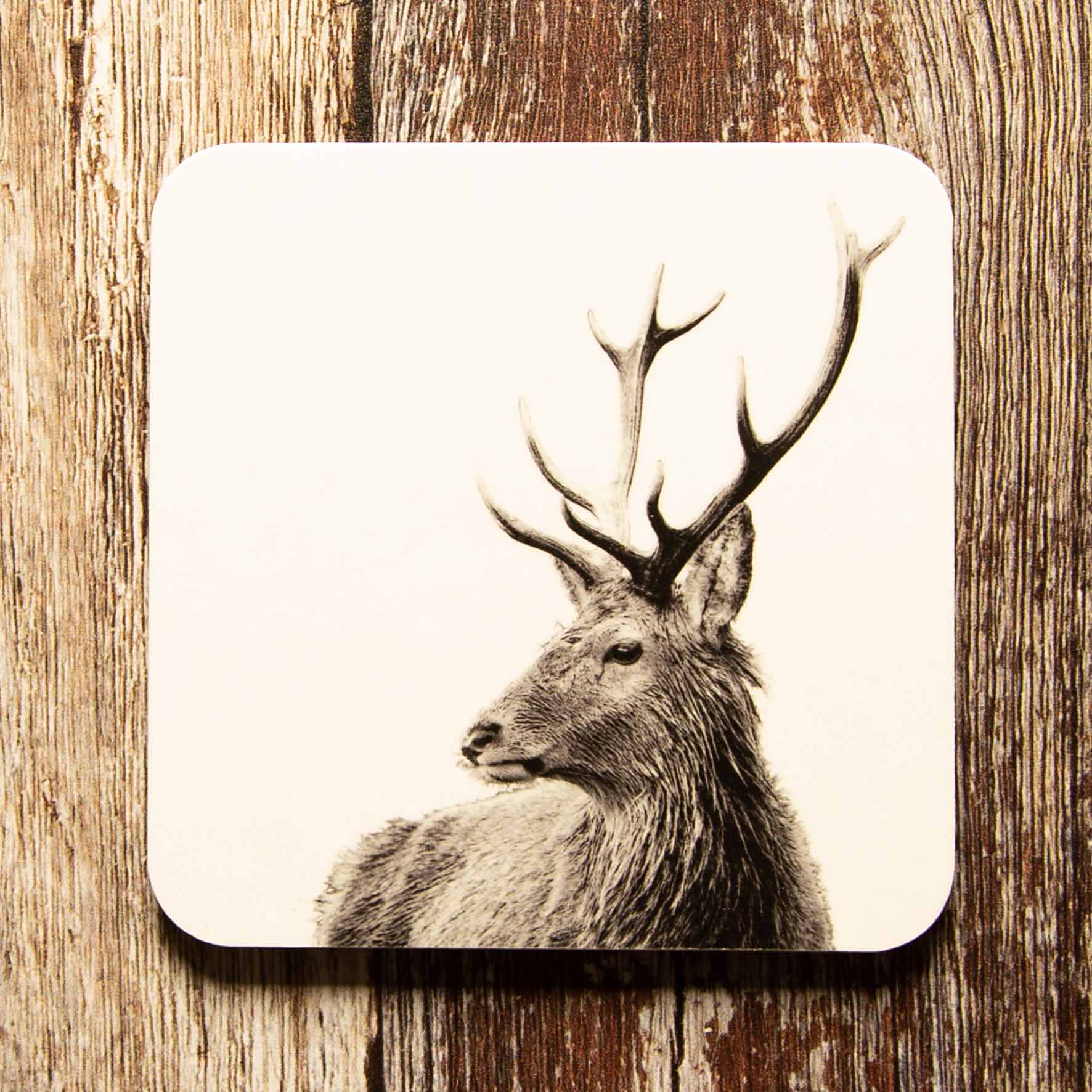 Highland Stag Coaster - White
