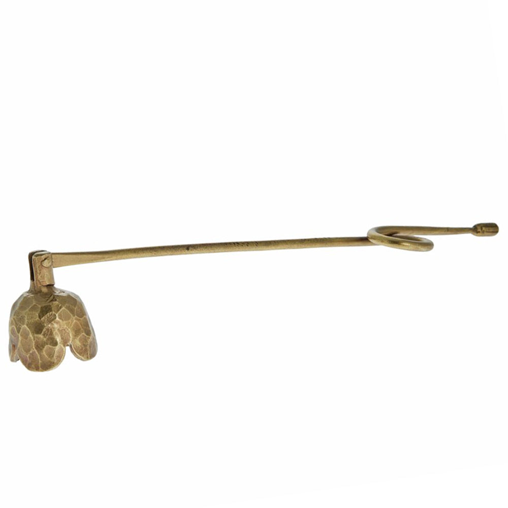 Side view of Ingrid Light Gold Candle Snuffer on a white background