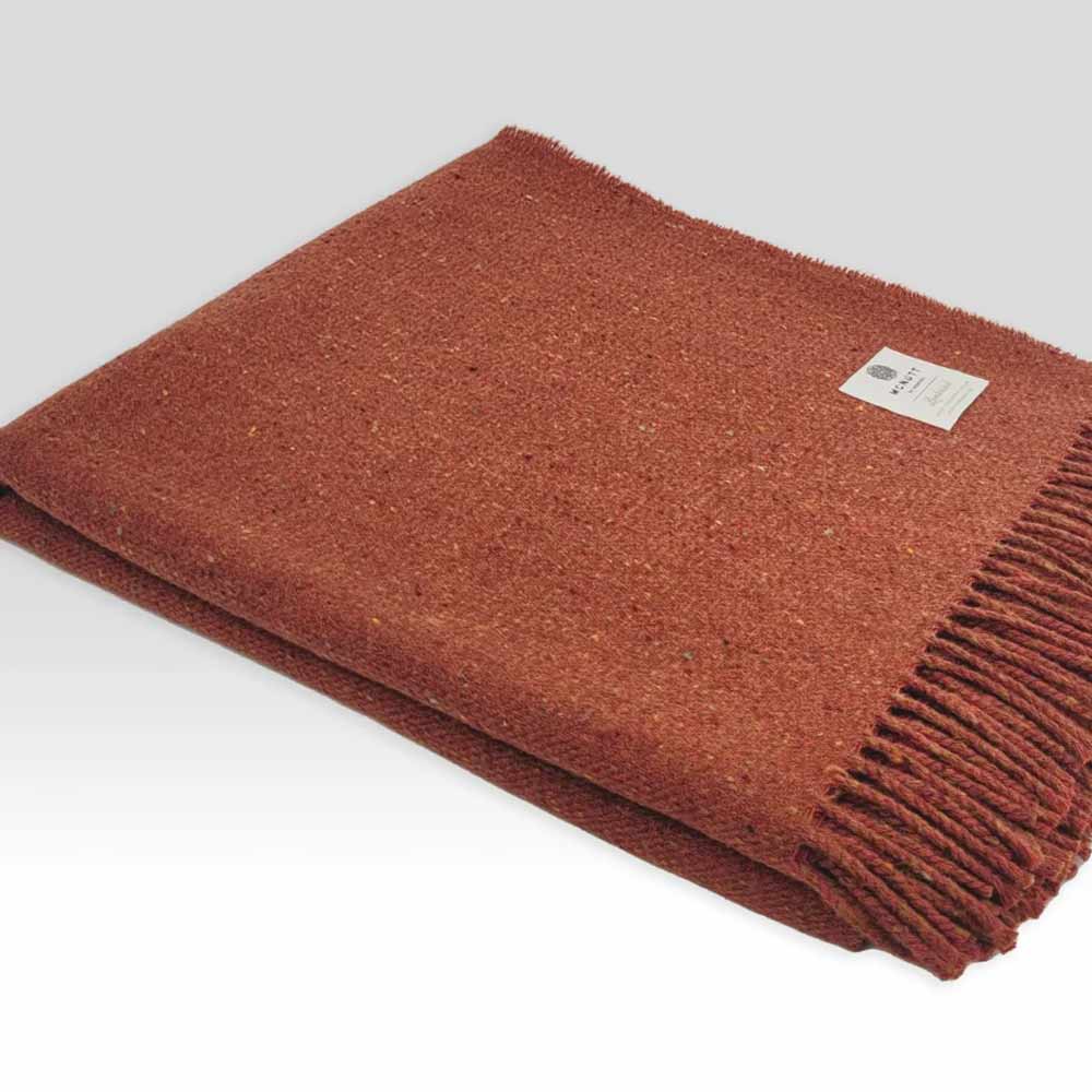 Inishdooey Rust Donegal Lambswool Tweed Throw