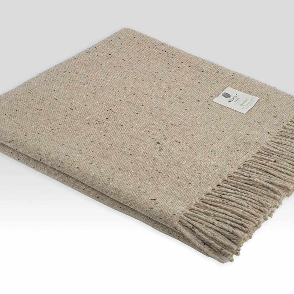 Inishkeel Oatmeal Donegal Lambswool Tweed Throw