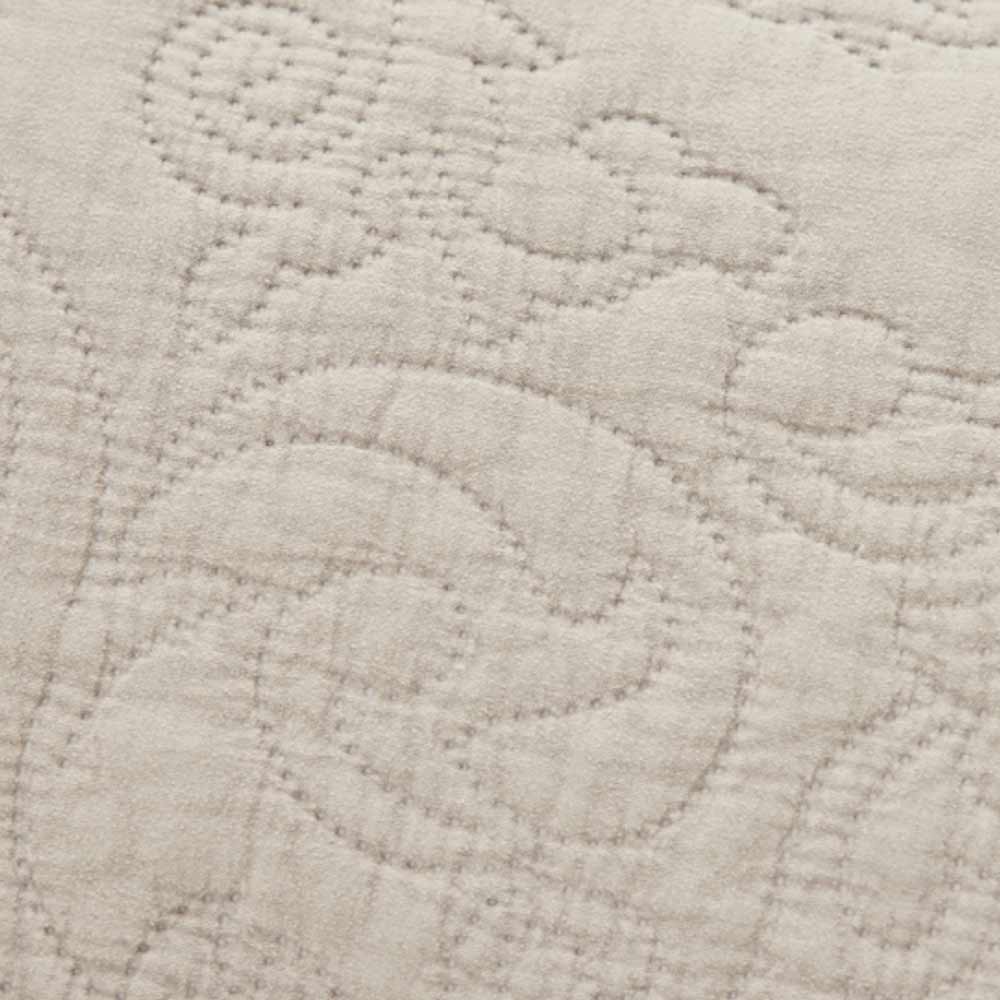 Close-up of Isabelle Oblong Cushion - Quilted Design in Linen with circular stitched pattern