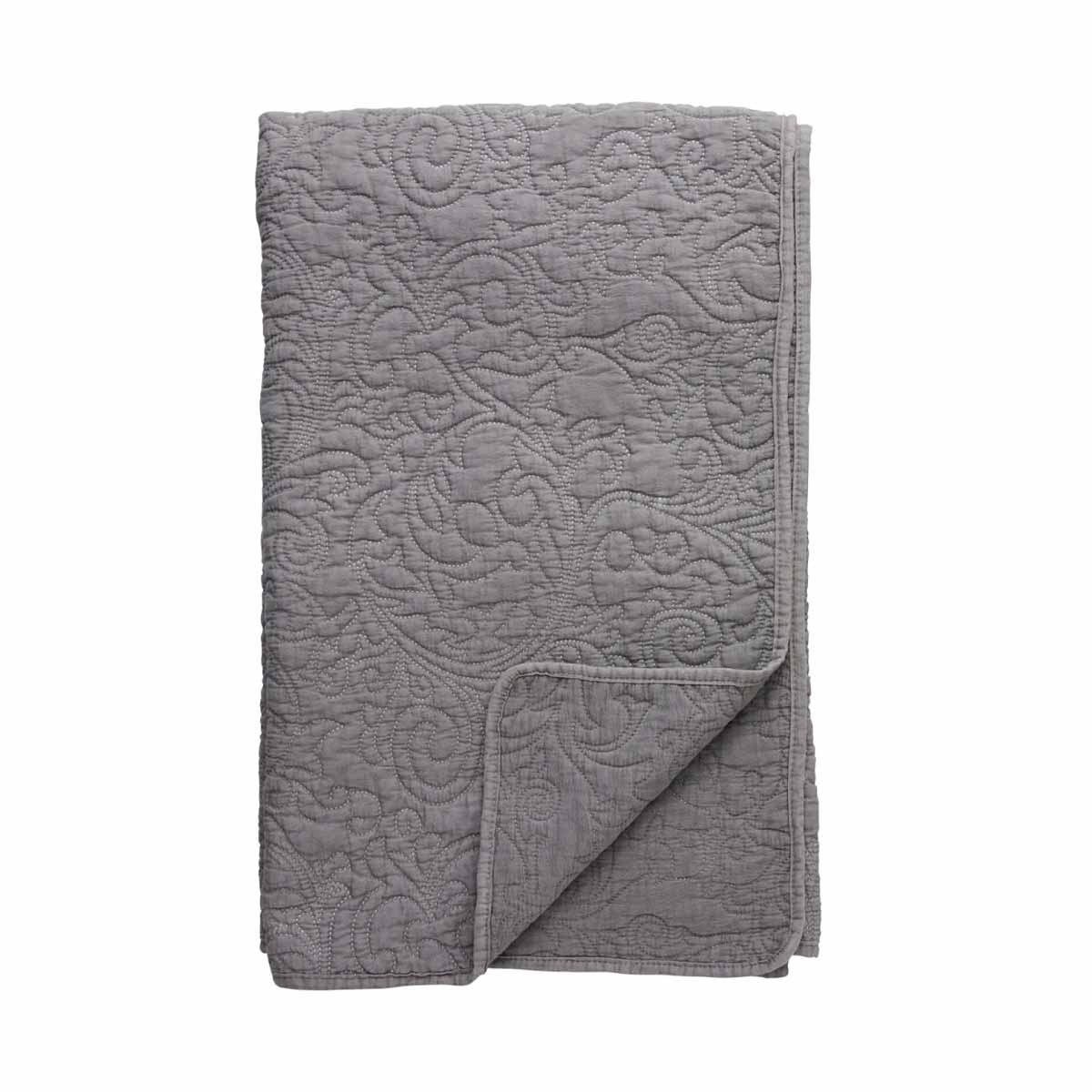 Isabelle Quilted Throw – lightweight grey throw showing stitched texture