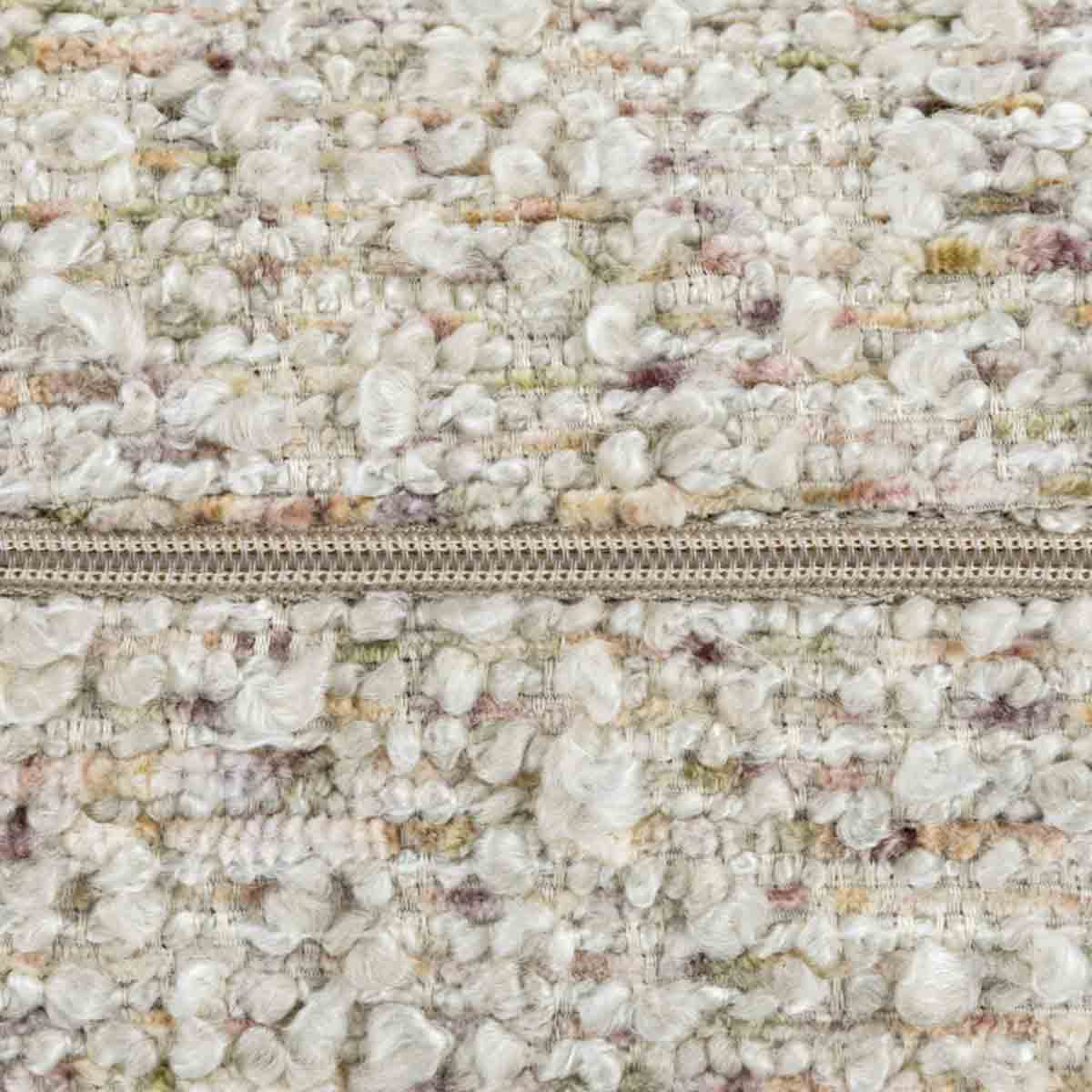 Isadora Cushion – cream boucle with green flecks, 40x60cm - close up of textured boucle material