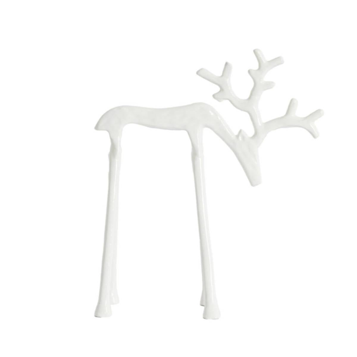 Jackson cream metal deer figurine on a white background - Large - Side view